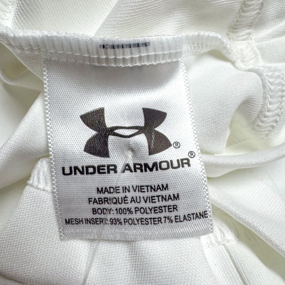 Under Armour Polo Shirt Mens 2XL White Stripe HeatGear Golf Fitted NEW $65 - Picture 9 of 12